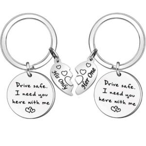 Matching couple keychains to symbolize love