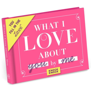 "What I Love About You" book, a heartfelt Valentine's gift for him.