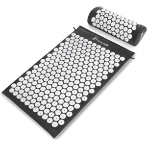 A set of acupressure mats and pillows designed to relieve tension and stress.