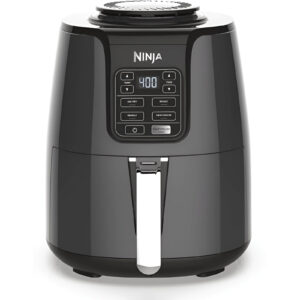 A modern air fryer that cooks food with less oil, creating crispy and healthy meals.