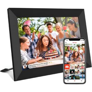 A digital photo frame that displays a rotating slideshow of cherished photos.