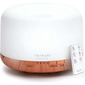 A soothing essential oil diffuser that fills the room with calming scents.