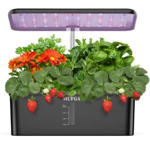 A sleek hydroponic system that allows growing fresh herbs indoors year-round.