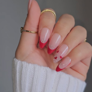 Red french tips nails