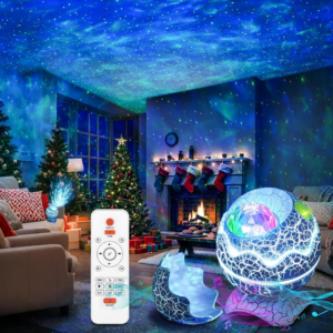 Bluetooth-enabled star projector creating a galaxy of lights, a unique and fun gift for her. Perfect gift for Valentine's Day