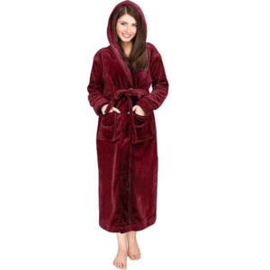 Plush bathrobe in soft red fabric, a perfect gift for cozy comfort. Perfect gift for Valentine's Day