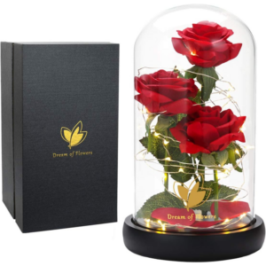 Beautiful preserved roses in a gift box, perfect for a romantic Valentine's Day surprise.