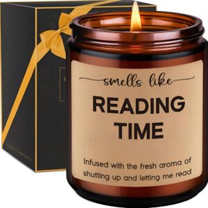 Book-themed candle with cozy literary scents, perfect for a relaxing reading ambiance.