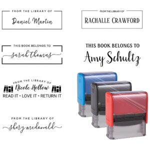 Personalized modern book stamp to customize book collections.