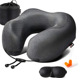 Ergonomic neck pillow for book lovers who travel or read in bed.