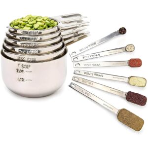 A set of sturdy stainless steel measuring cups with precise markings.