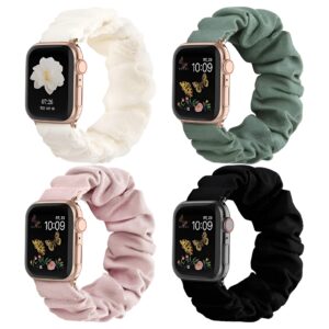 Fashionable scrunchie bands for Apple Watch in vibrant colors.