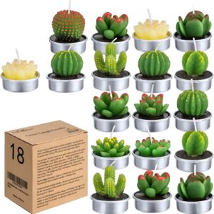 Cute cactus-shaped tealight candles adding charm to a living space. Great Housewarming gift