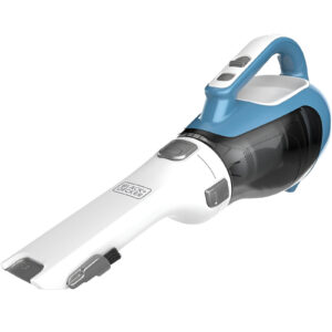 A cordless handheld vacuum being used to clean up small messes.