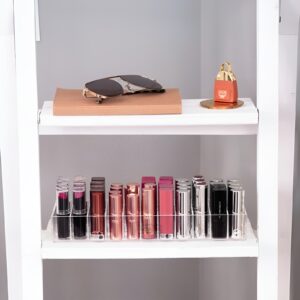 Compact lipstick caddy for organizing and displaying lipsticks neatly.