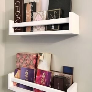 Repurposed spice rack used to organize perfumes, palettes, and beauty essentials.