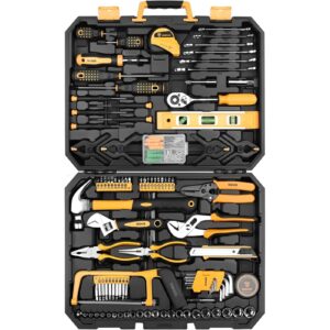 A compact tool kit with screwdrivers, wrenches, and pliers neatly organized in a sturdy case.